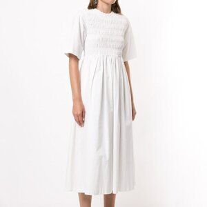 SANDY LIANG Diddy Dress white smocked short sleeve t-shirt cotton midi Size M